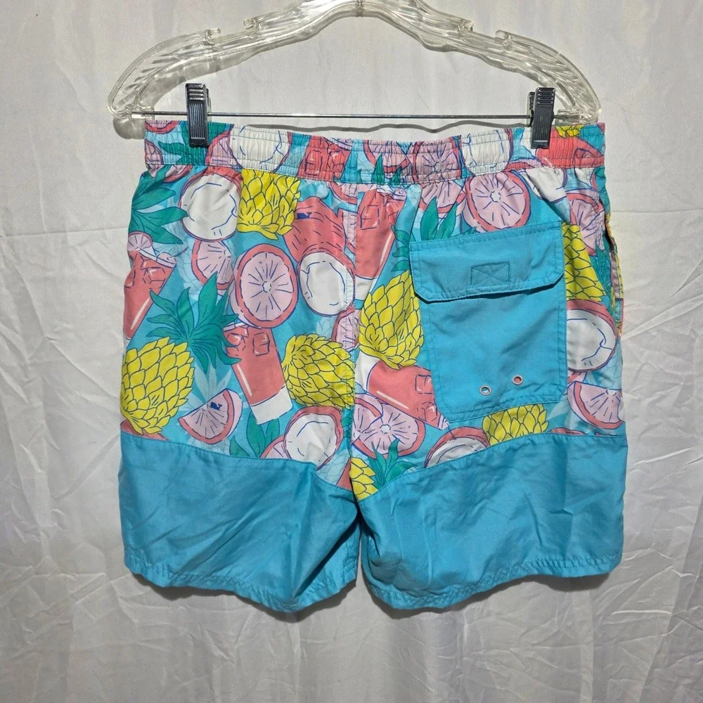Vineyard Vines Mens Tropical Fruit Cocktail Print Swim Trunks Blue Small
